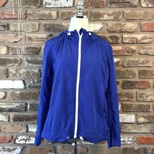 GAP Gapfit Women's Royal Blue Hooded Lightweight Windbreaker Travel Jacket M